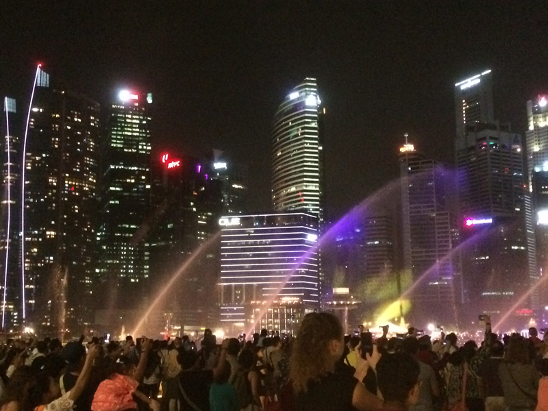 シンガポールの摩天楼を背景に繰り広げられる噴水と
光と音楽のショーは圧巻