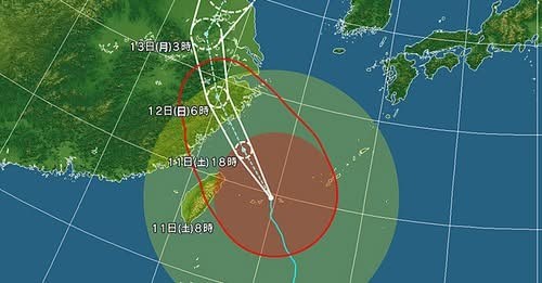 台風第9号の経路図